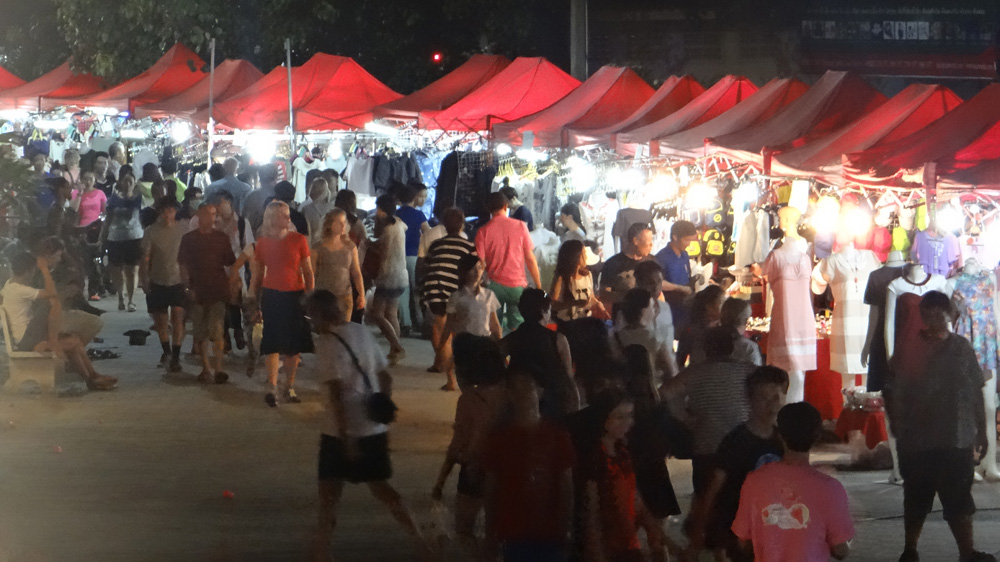 The night market from a hill. 