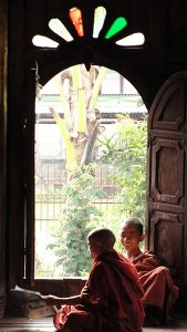 monks enjoying the morning sun